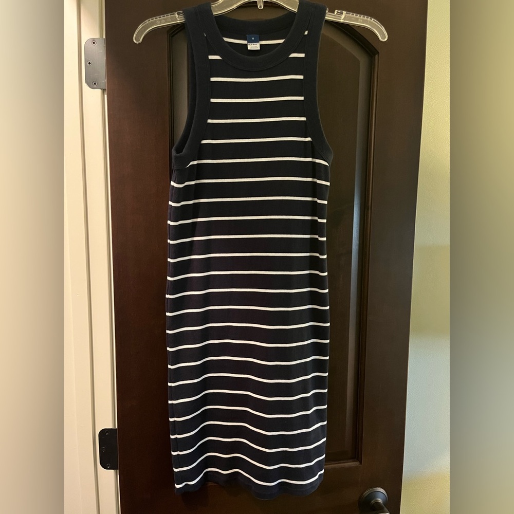 Old Navy navy and White Halter Midi Dress